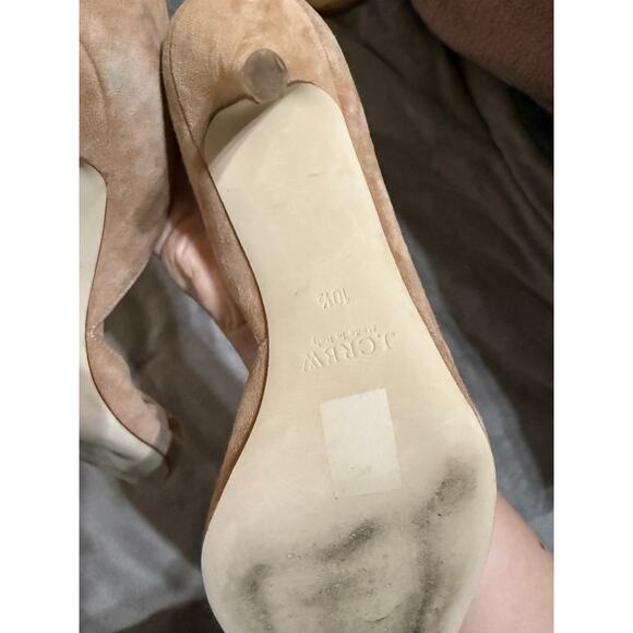 JCrew Colette Suede D'Orsay Pumps 10.5 Tan Beige Neutral Heels 3” Leather - Picture 3 of 8